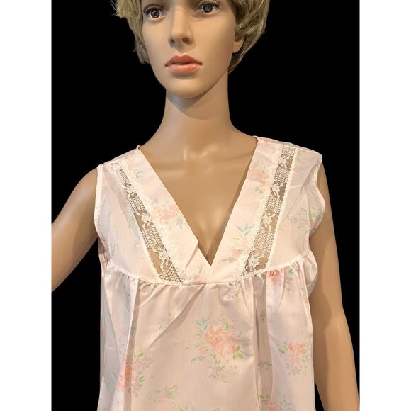 DANNI NEW YORK 60's/70's Night Dress & House Coat VTG Pink Floral NWT Sz L - Picture 6 of 11